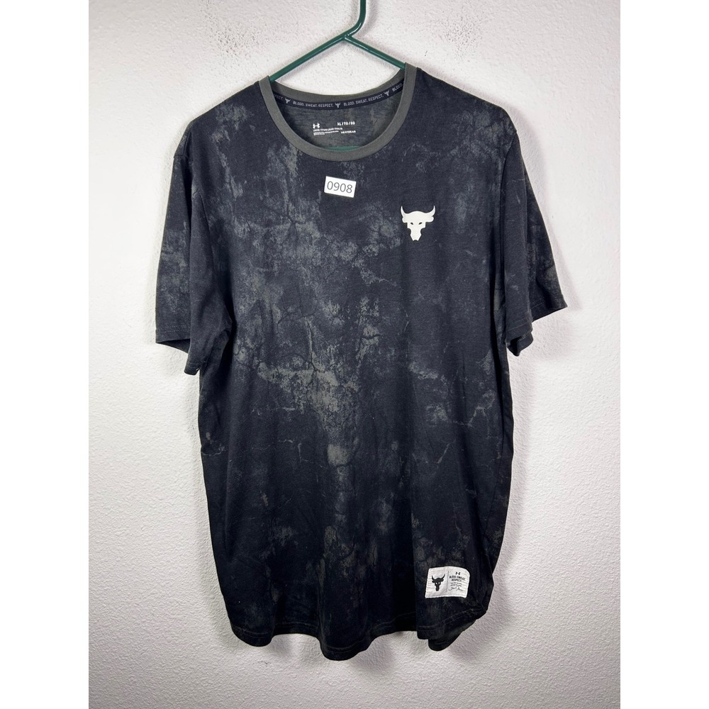 Under Armour Project Rock Brahma Bull Acid Wash T-Shirt Mens XL Black